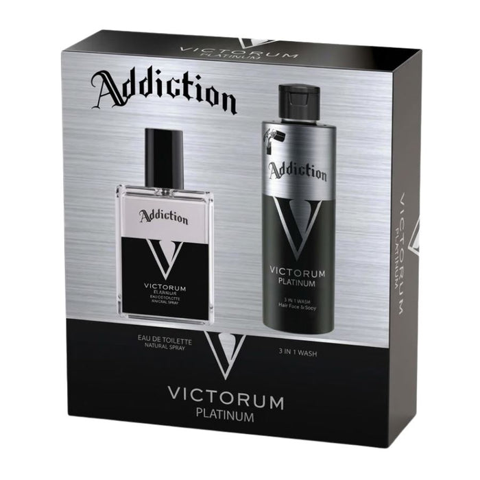 Addiction Victorum Platinum Gift Set, Eau de Toilette &  3in1 Body Wash (100ml + 200ml)
