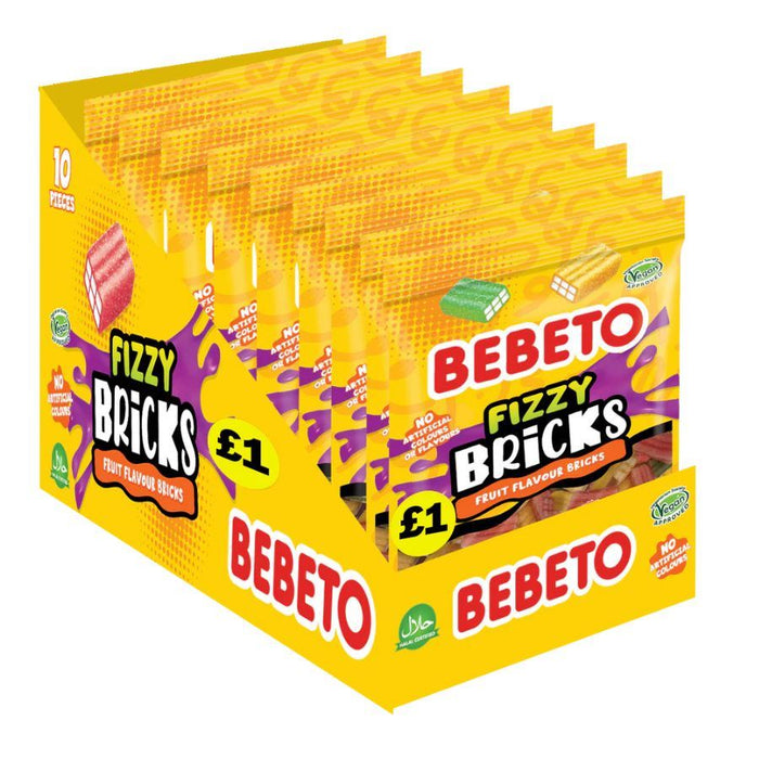 Bebeto Fizzy Bricks Fruit Flavour Sour Bricks (10 x 130g)