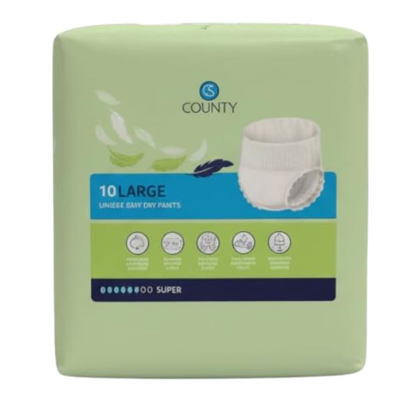 CS Unisex Stay Dry Incontinence Pants, Super Absorbency, 10 Pads