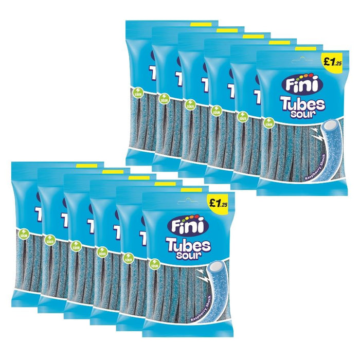 Fini Sweets Tube Sour Raspberry Shock Fizzy Candy (12 x 140g)