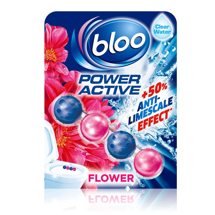 Bloo Power Active Flowers Toilet Rim Block Extra Freshness, 50g