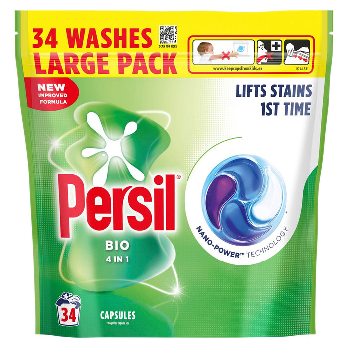Persil Bio 4-in-1 Fast Dissolving Laundry Capsules, 34 Washes