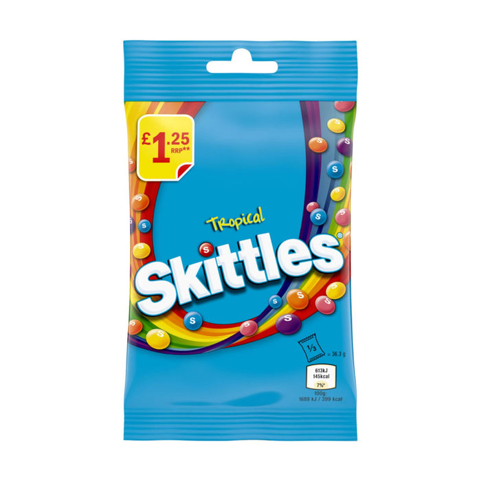 Skittles Pouch Fruit Chewy Sweets Tropical 109 g Pm125 (Box of 14)