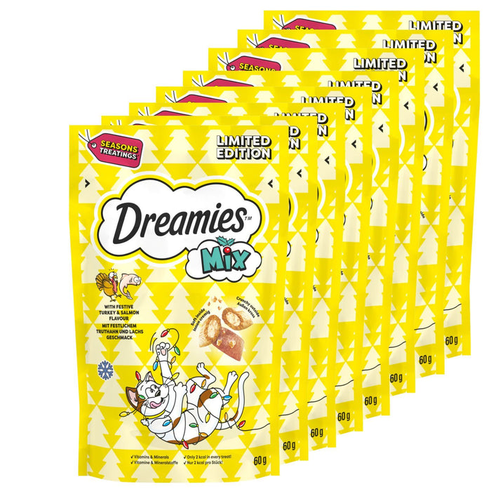 Dreamies Christmas Mix Cat Treats with Salmon and Turkey 60g (Box of 8)