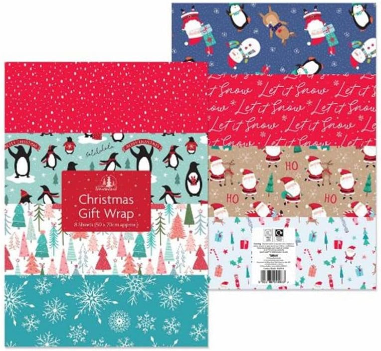 Christmas Gift Wrap - 8 Sheets