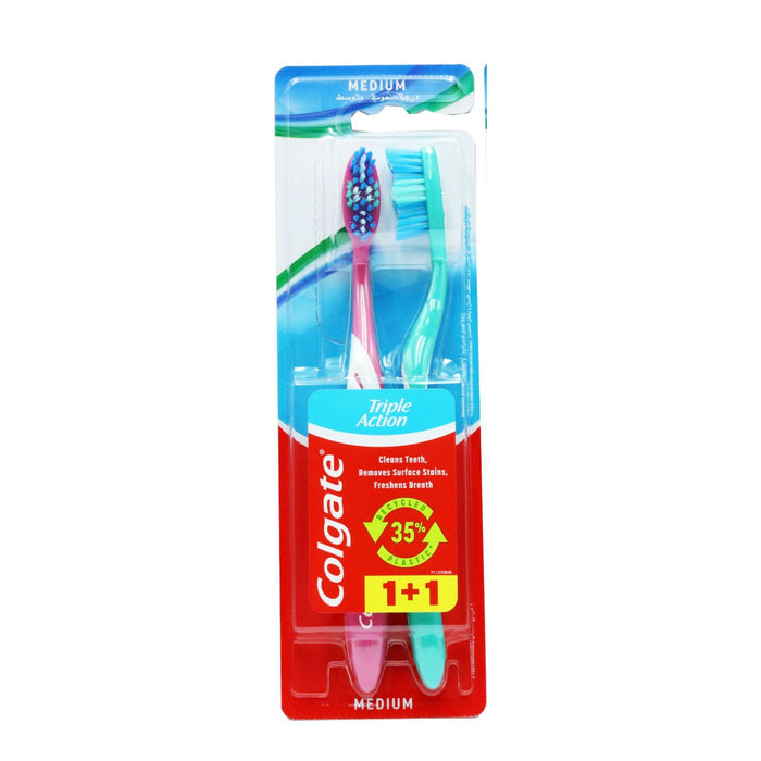 Colgate triple action Toothbrush Medium twin pack