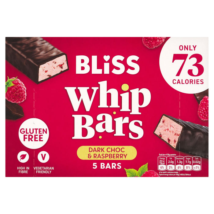 Bliss Dark Chocolate & Raspberry Whip Bars, Gluten Free, 5 Bars (12 x 110g)