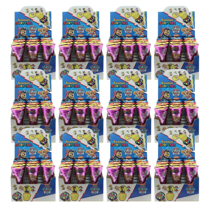 Crunchiez Surprise Paw Patrol Ice Cream Cone with Hazelnut Chocolate Filling and a Surprise, Tray 25g (Box of 12)