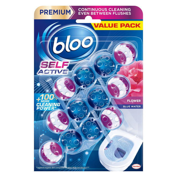 Bloo Self Active Toilet Rim Block Flowers, 3 Pack (50g)