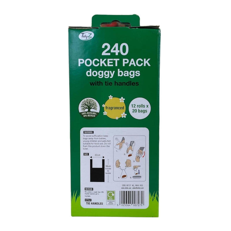 TidyZ Doggy Bags with Tie Handles, Pocket Pack,Fragranced Black  (12 rolls of 20 Bags) 240 Pack - image 5