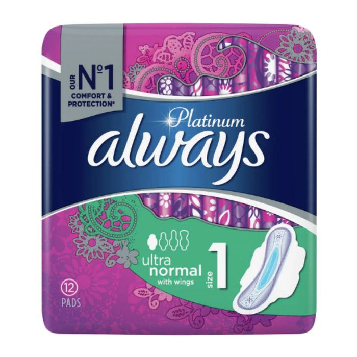 Always Platinum Pads Ultra Normal with Wings Size 1, 12s