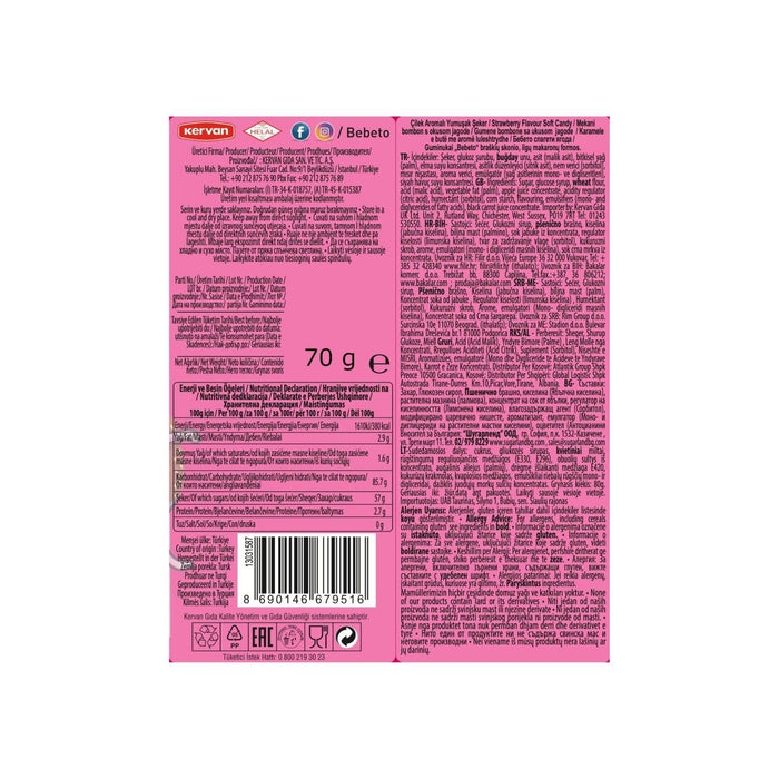 Bebeto Sour Strawberry Spaghetti 70g (Box of 20)