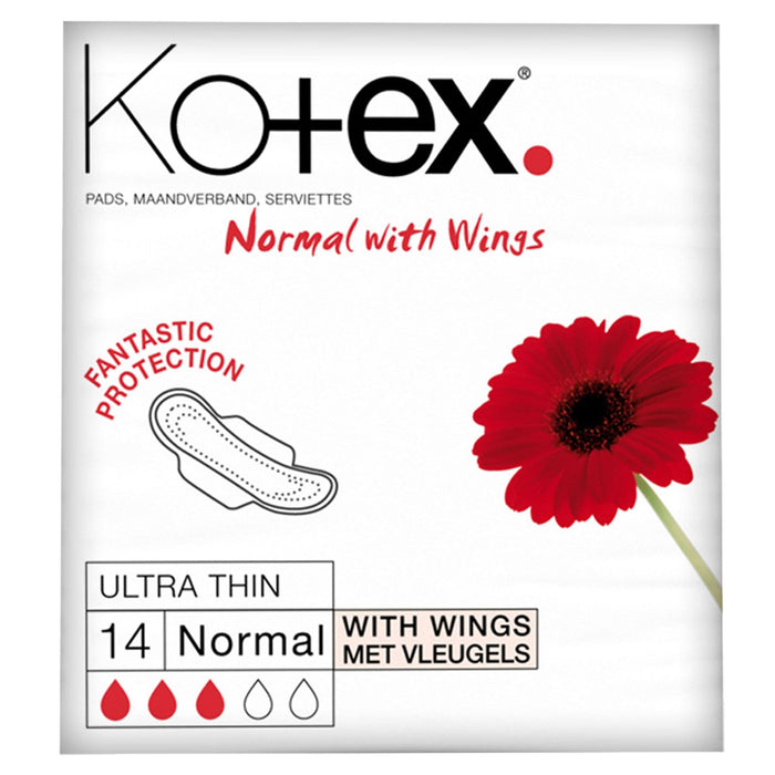 Kotex Ultra Thin Normal Pads with Wings, 14 Pads