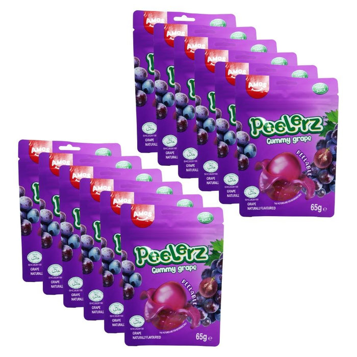 Amos Peelerz Gummy Grape Peelable Candy Pouch (12 x 65g)