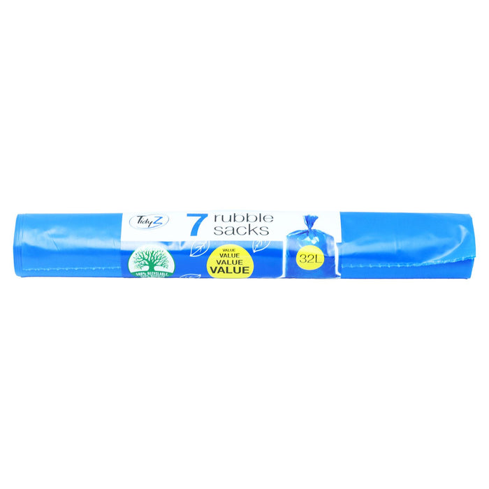 Tidyz 7 Rubble Sacks Blue Waste Bags - 32L