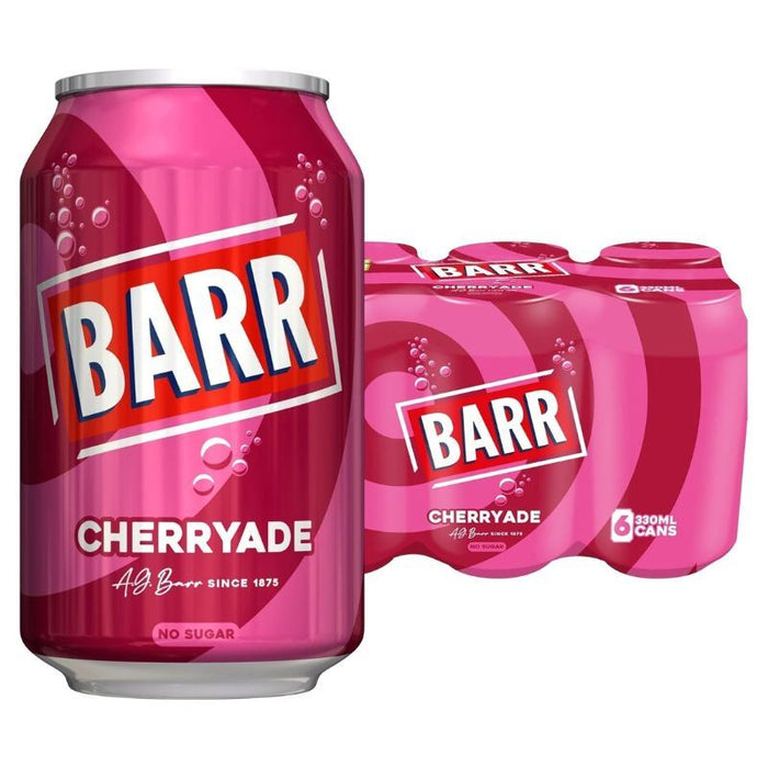 Barr Cherryade No Sugar Fizzy Drink Cans, 6 Pack - 24 Cans (4 x 6 x 330ml)