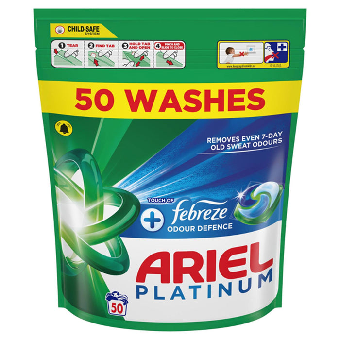 Ariel Platinum Febreze Odour Defense Washing Pods, 50 Washes