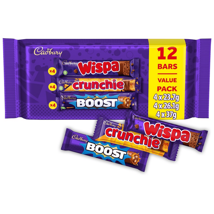 Cadbury Wispa / Crunchie / Boost Mixed Multipack 12 Bars (10 x 347.2g)
