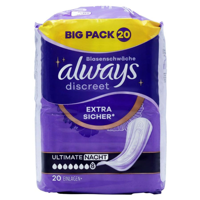 Always Discreet Incontinence Pads Ultimate Night (20s)