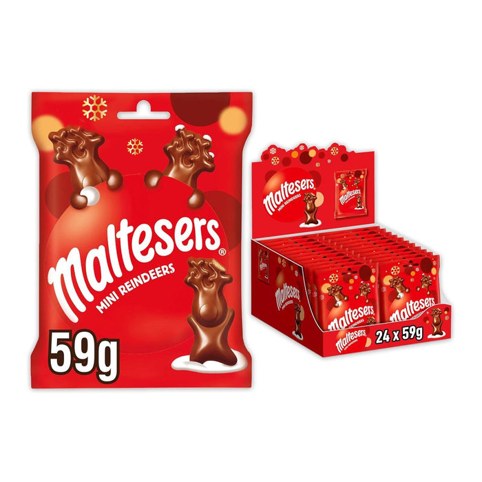Maltesers Mini Milk Chocolate Reindeer, Christmas Gifts,59g (Box of 24)