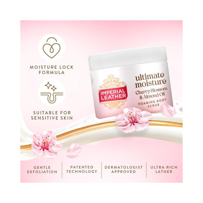 Imperial Leather Ultimate Moisture Cherry Blossom & Almond Oil Foaming Exfoliating Body Scrub, 225ml