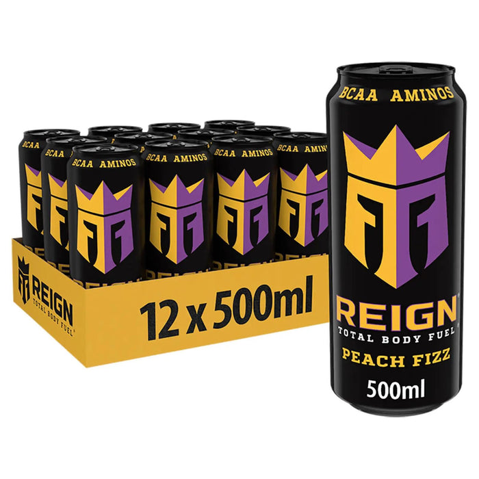 Reign Monster's Total Body Fuel BCAA Energy Drink Peach Fizz 500 ml (Box of 12)