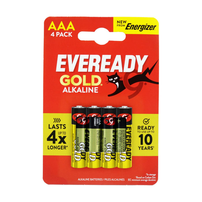 Eveready Gold Alkaline Batteries AAA, 4 Pack