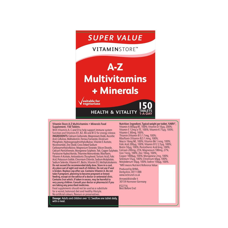 Vitamin Store A-Z Multivitamins & Minerals Food Supplement, 150 Tablets - image 3