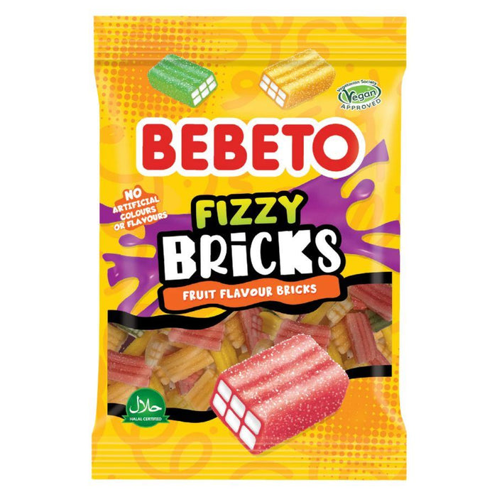 Bebeto Fizzy Bricks Fruit Flavour Sour Bricks (10 x 130g)