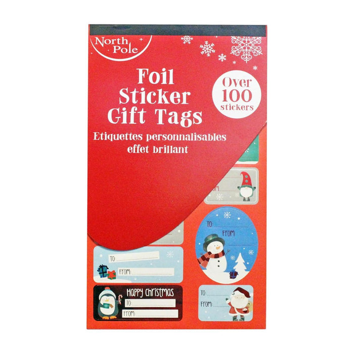 Christmas Gift Tag Stickers Cute Foil 100 Pack
