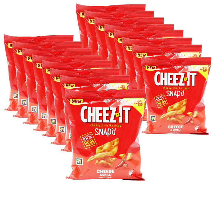 16x Cheez it Cheesy Thin Crispy Snap'd  Baked Cheese & Chilli Snacks 65g