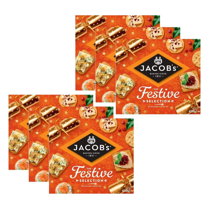 Jacob's Biscuits for Cheese Carton Crackers Festive Collection, 7 Variety Assortment (6 x 450g)