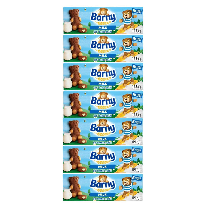 7 x Barny Milk Soft Baked Beans Kids Sponge Bear 5 Packs 125Gm