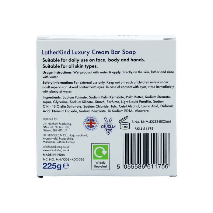 LatherKind Luxury Cream Bar Soap 3 Pack (75g)