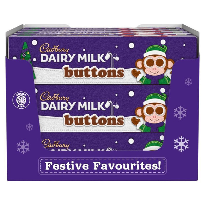 Cadbury Xmas Dairy Milk Buttons Chocolate Tubes Full Box 72g (Box of 15)