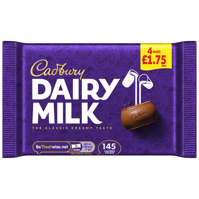 Cadbury Dairy Milk Chocolate Bar, 4 Pack (14 x 108.8g)