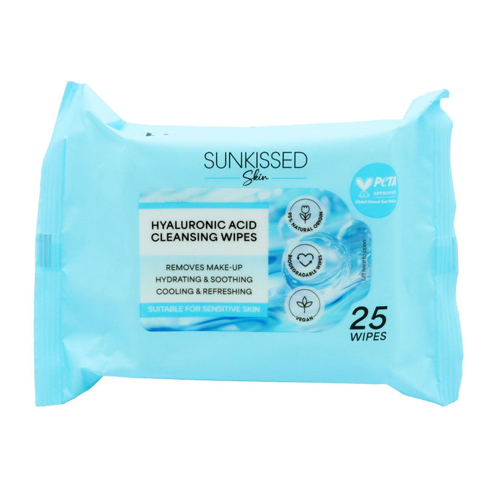 Sunkissed Skin Hyaluronic Acid Cleansing Wipes - 25 Pieces