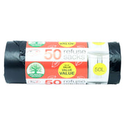 Tidyz Extra Strong Heavy Duty 50 Black Refuse Sacks, 50L