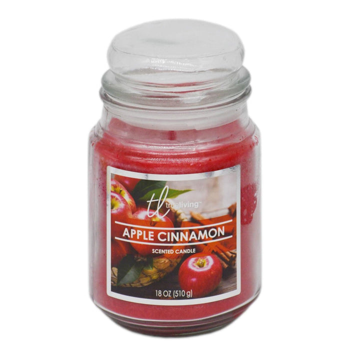 True Living Apple Cinnamon Scented Glass Jar Candle - Large Jar Candle  18oz