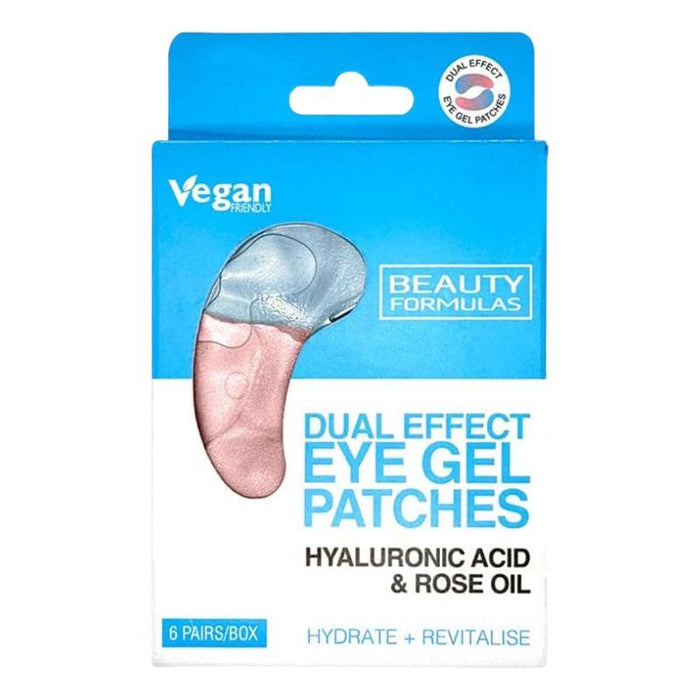 Beauty Formulas Dual Effect Eye Gel Patches (Hyaluronic Acid & Rose Oil) - 6 Pairs