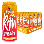 Rubicon Raw Energy Drink Orange & Mango (12 x 500ml)