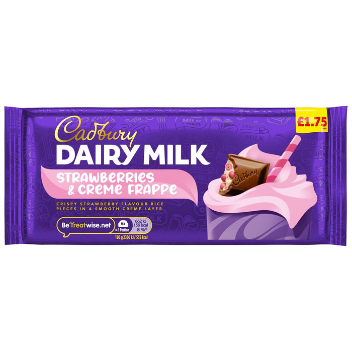 Cadbury Dairy Milk Strawberries & Creme Frappe Chocolate Bar (17 x 115g)