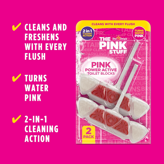 The Pink Stuff Power Active Toilet Blocks 2 Pack (2x50g)