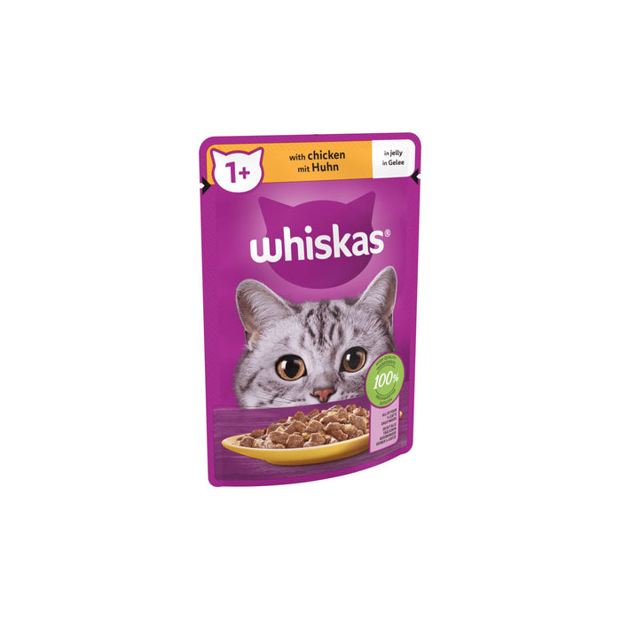 Whiskas 1+ Cat Food Pouch Chicken Jelly 85 g (Box of 28)