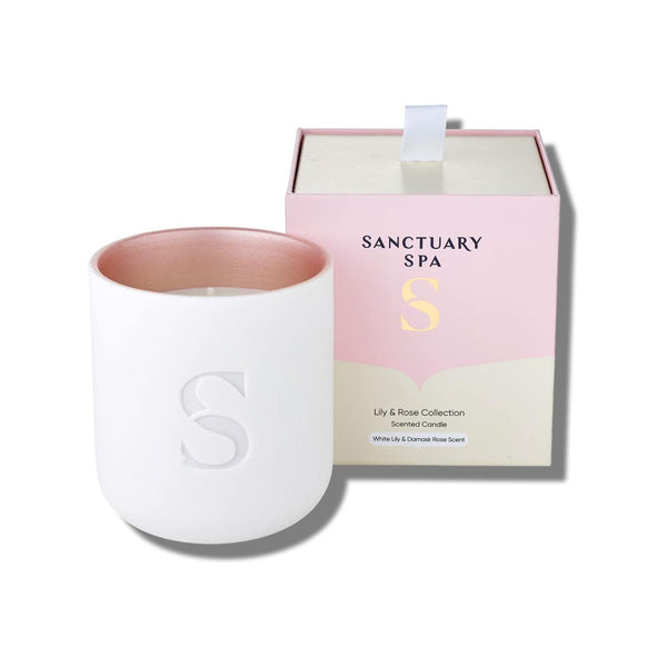 sanctuary spa white lily and damask rose Sanctuary Spa Lily and Rose Scented Candle Natural Shea Wax 260g — myShop