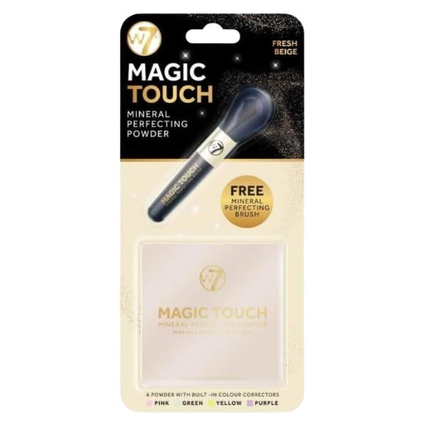 W7 Magic Touch Mineral Perfecting Powder with Brush - Fresh Beige (10g)