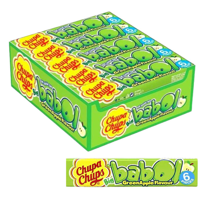 20X Chupa Chups Big Babol 4 Green Apple Flavor Bubble Gum 27.6 g