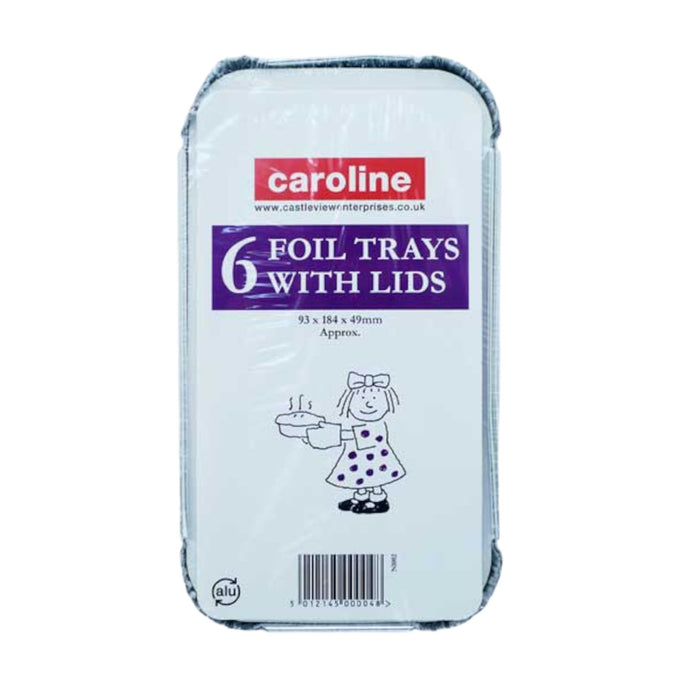 Caroline Foil Tray With Lids Rectangular N1002 Pack of 6