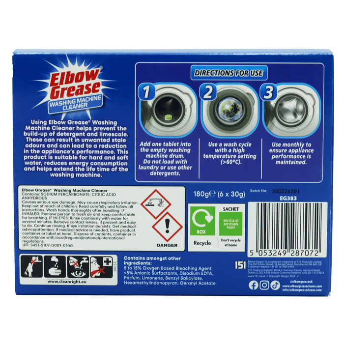 Elbow Grease Washing Machine Cleaner Lemon Fresh, 6 Tablets