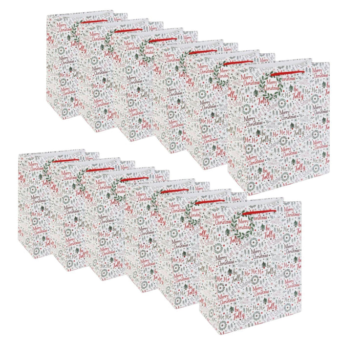 Christmas Gift Bag Large Merry Xmas(Box of 12)